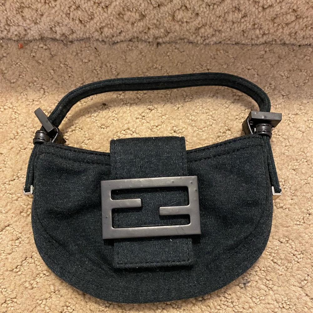 Authentic vintage Fendi mini croissant gray